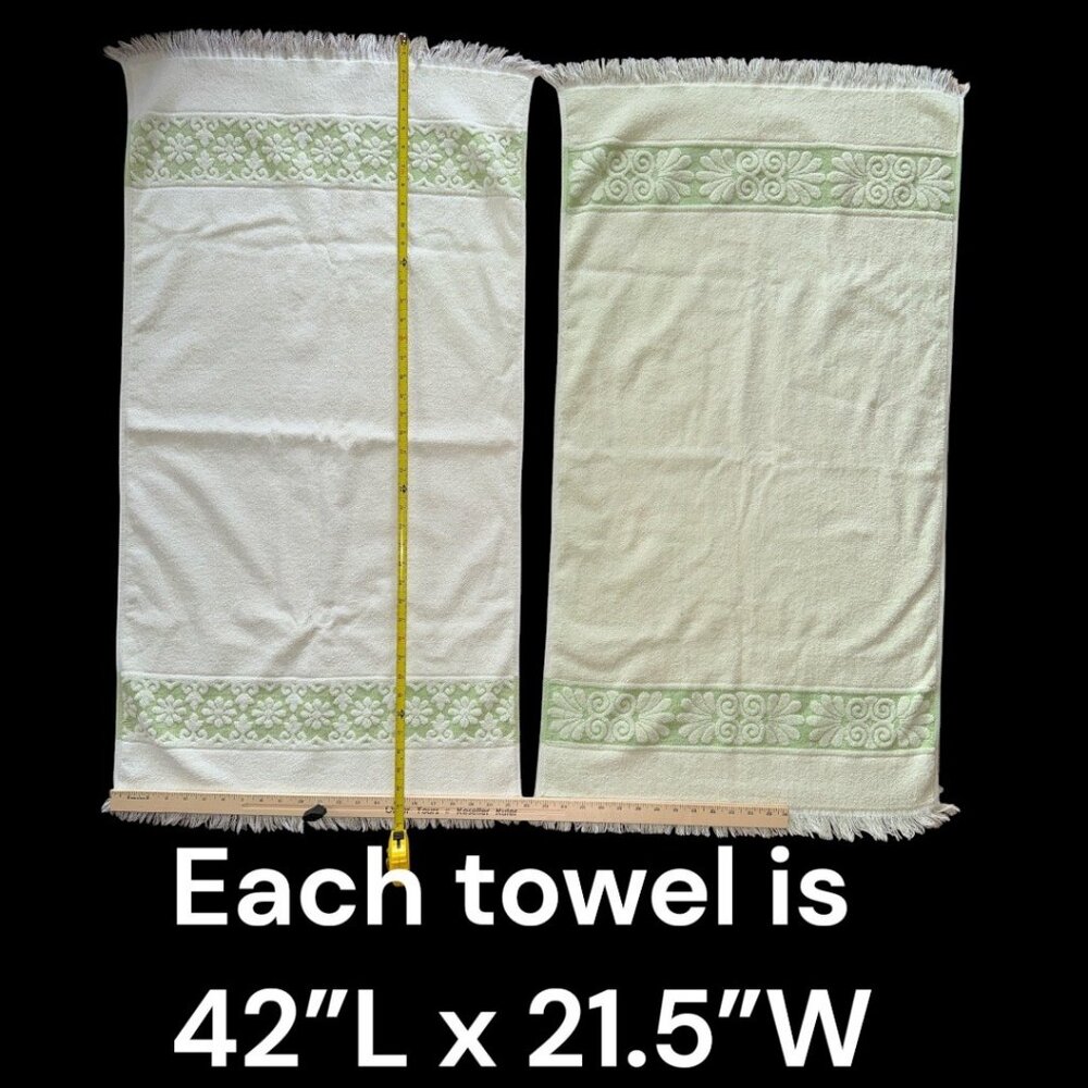 Vintage Cannon Monticello/JC Penney Towels (Pair) Lime Green USA - Picture 3 of 8